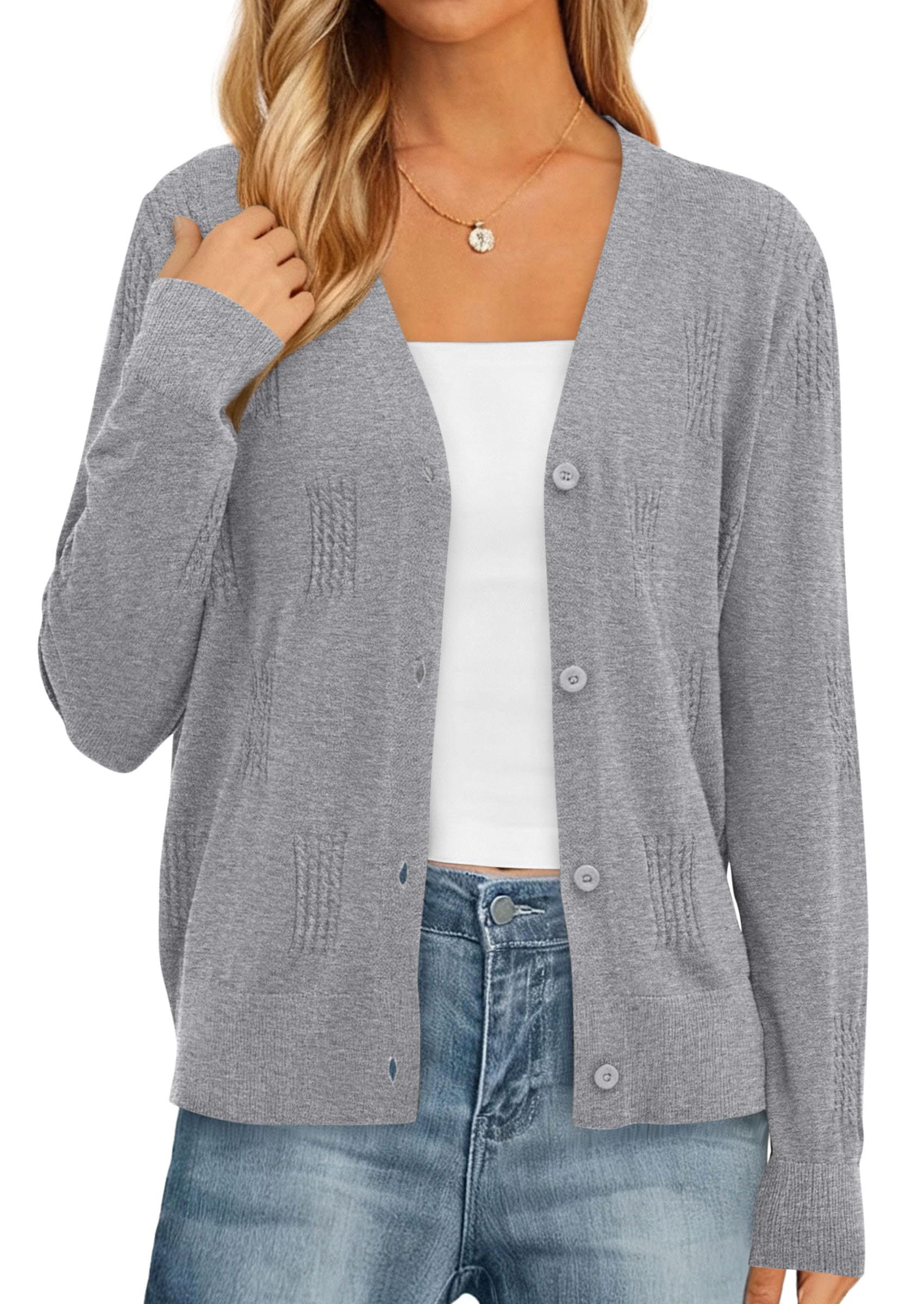 PRETTYGARDEN Women's Soft Winter Cardigan Sweaters Lightweight Knit Button Up Shrug Fall Sweater Tops PRETTYGARDEN