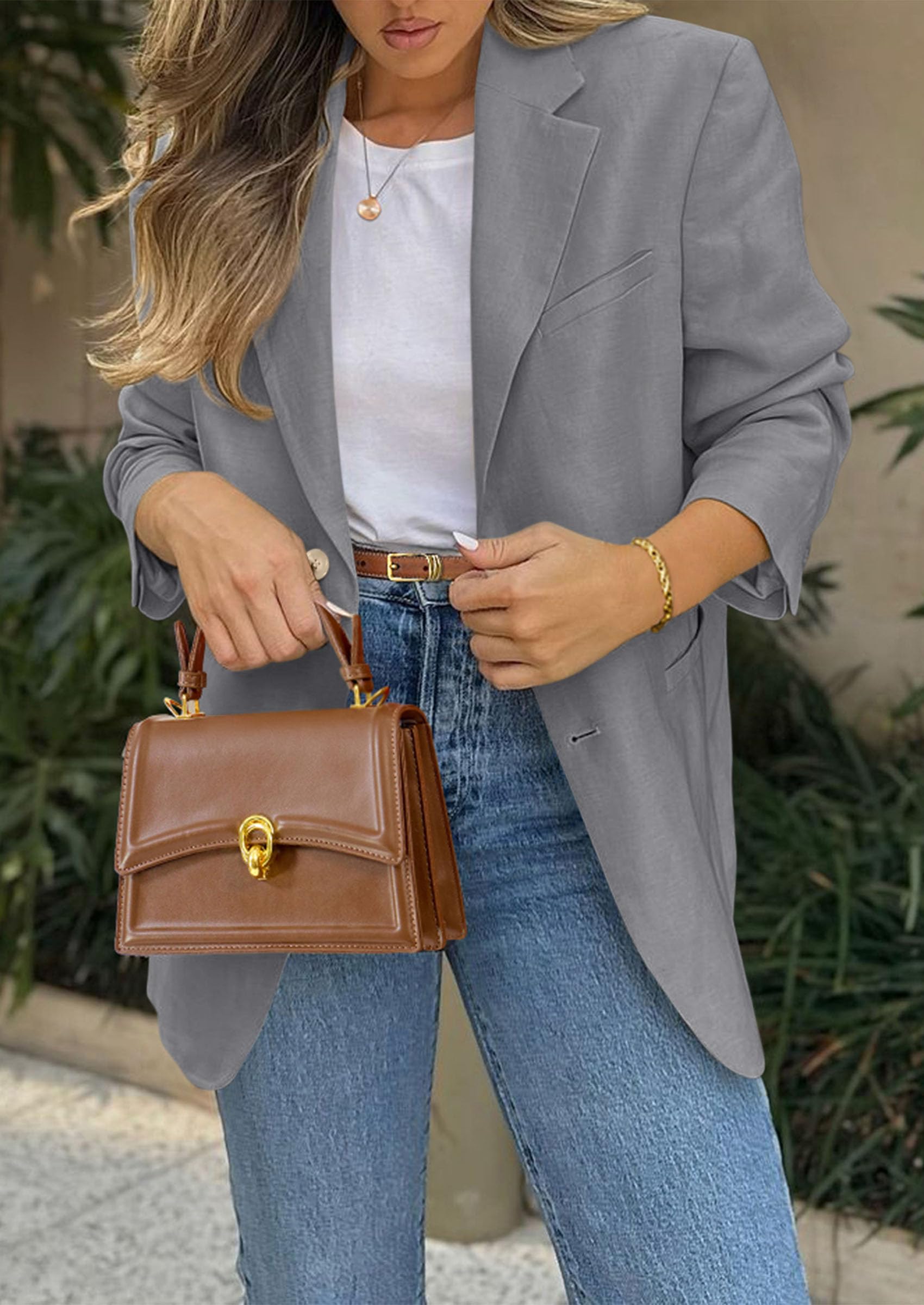 PRETTYGARDEN Blazers for Women Business Casual Long Sleeve Lapel Open Front Suit Jacket Work Blazer with Pockets