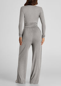 Fall Two Piece Outfits Track Suits Long Sleeve Crop Tops Tee Shirts Wide Leg Pants Matching Lounge Sets