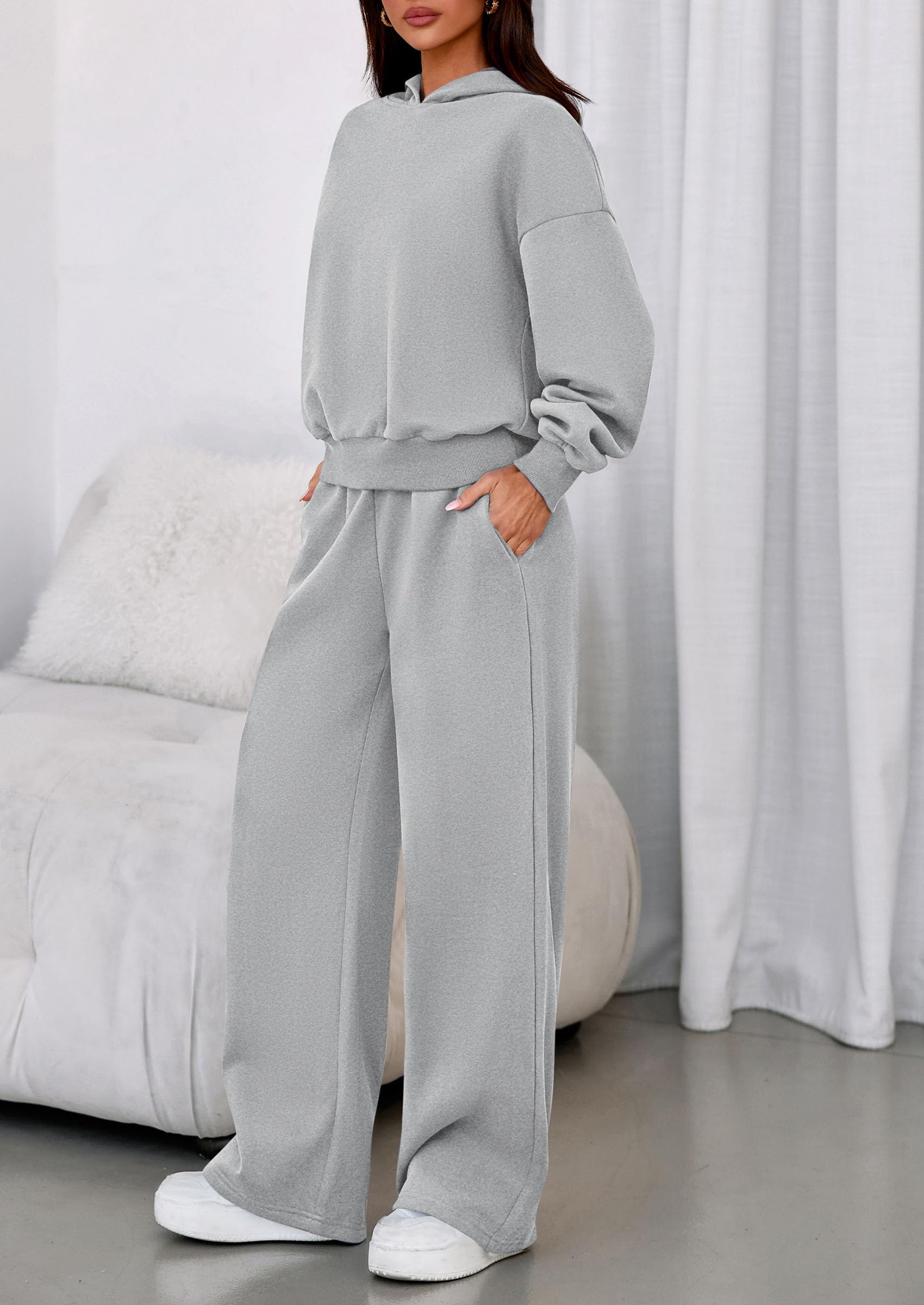 PRETTYGARDEN Womens Sweatsuits 2 Piece Set Casual Winter Long Sleeve Hoodie Loose Wide Leg Sweatpants Fall Tracksuit PRETTYGARDEN