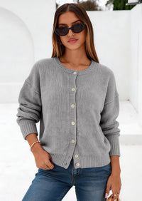 PRETTYGARDEN Long Sleeve Crewneck Button Down Womens Sweaters Fall Open Front Chunky Cardigan Sweaters for Women