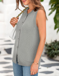 Sweater Vest Women Summer Tank Tops 2025 Sleeveless Button Down Trendy Clothes Business Casual Knit Outfits