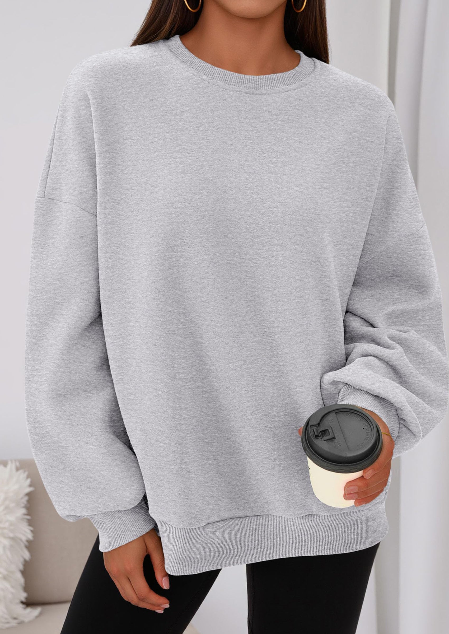 PRETTYGARDEN Sweatshirts for Women Oversized Crewneck Fleece Pullover Long Sleeve Tops Comfy Fall Winter Fashion Outfits