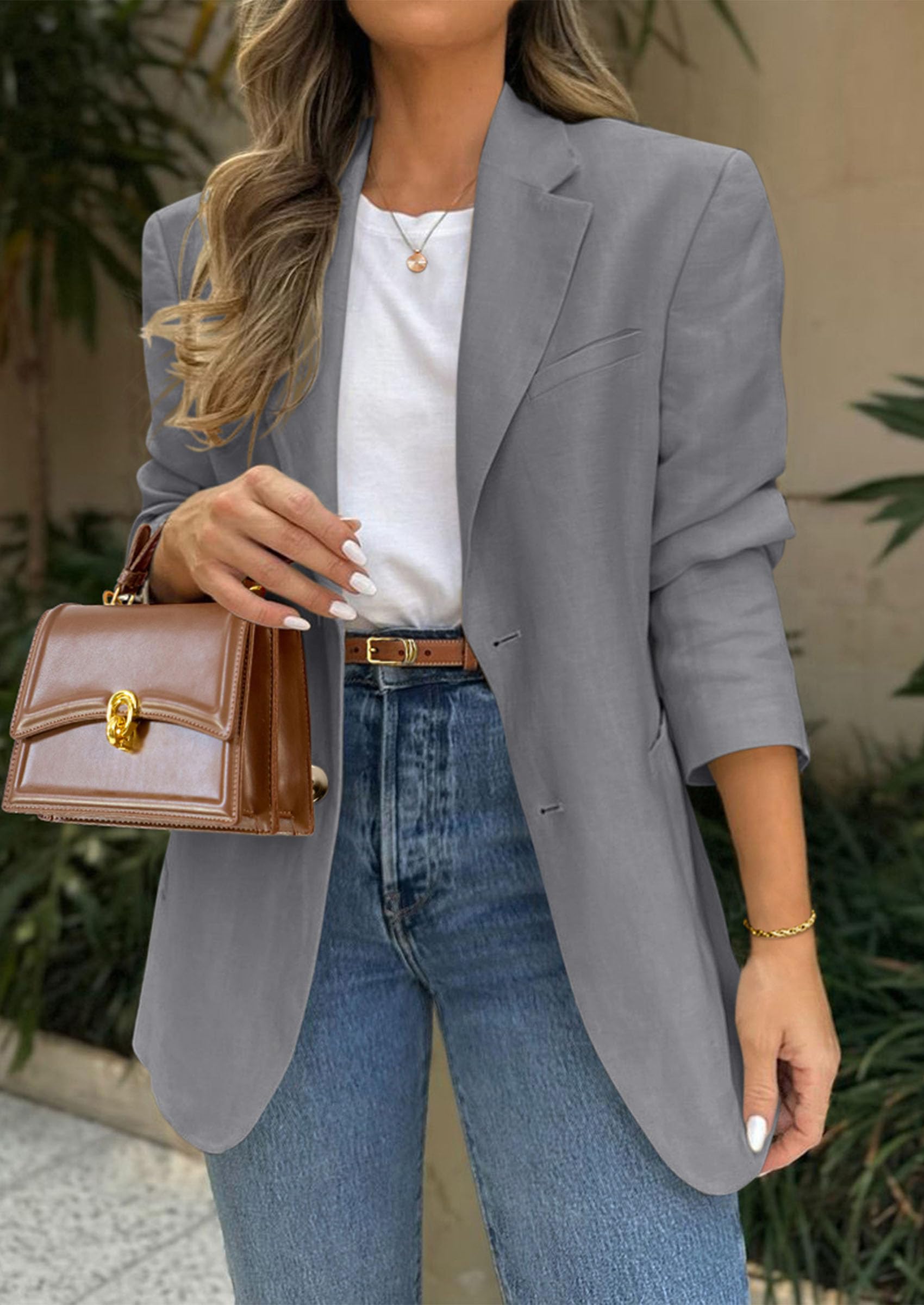 PRETTYGARDEN Blazers for Women Business Casual Long Sleeve Lapel Open Front Suit Jacket Work Blazer with Pockets