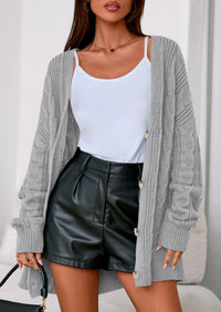 PRETTYGARDEN Women's Cable Knit Sweaters Fall Oversized Chunky Open Front Long Sleeve Cardigan Winter Coats