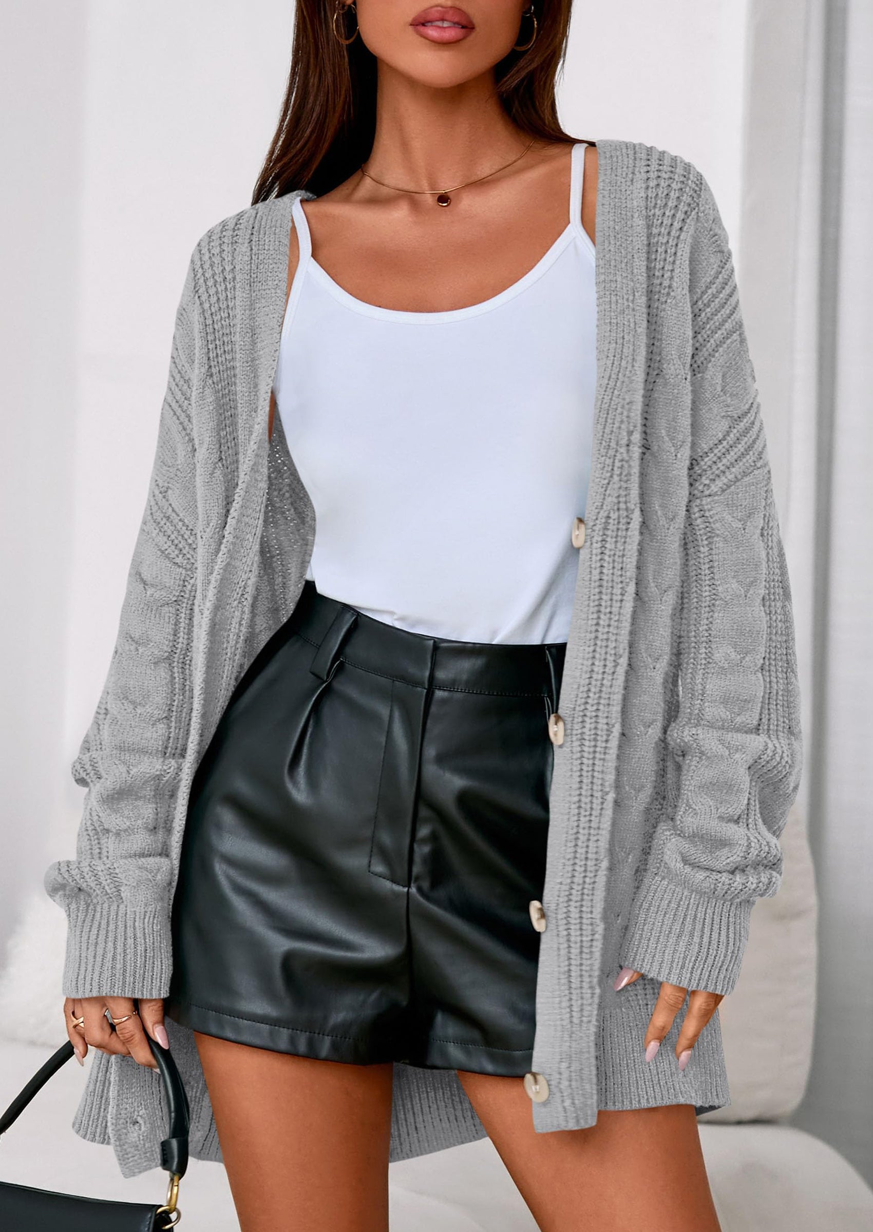 PRETTYGARDEN Women's Cable Knit Sweaters Fall Oversized Chunky Open Front Long Sleeve Cardigan Winter Coats