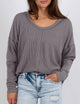 Women's Casual Long Sleeve Going Out Ribbed V Neck Loose Fit Trendy Cute Blouses