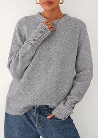 PRETTYGARDEN Womens Sweaters Fall Fashion Casual Crewneck Pullover Button Long Sleeve Cute Knit Tops Winter Clothes