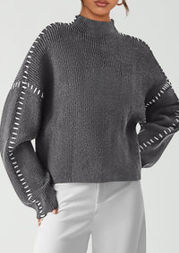 PRETTYGARDEN Women's Chunky Knit Sweaters Fall Long Sleeve Mock Neck Oversized Pullover Tops Winter Fashion Clothes