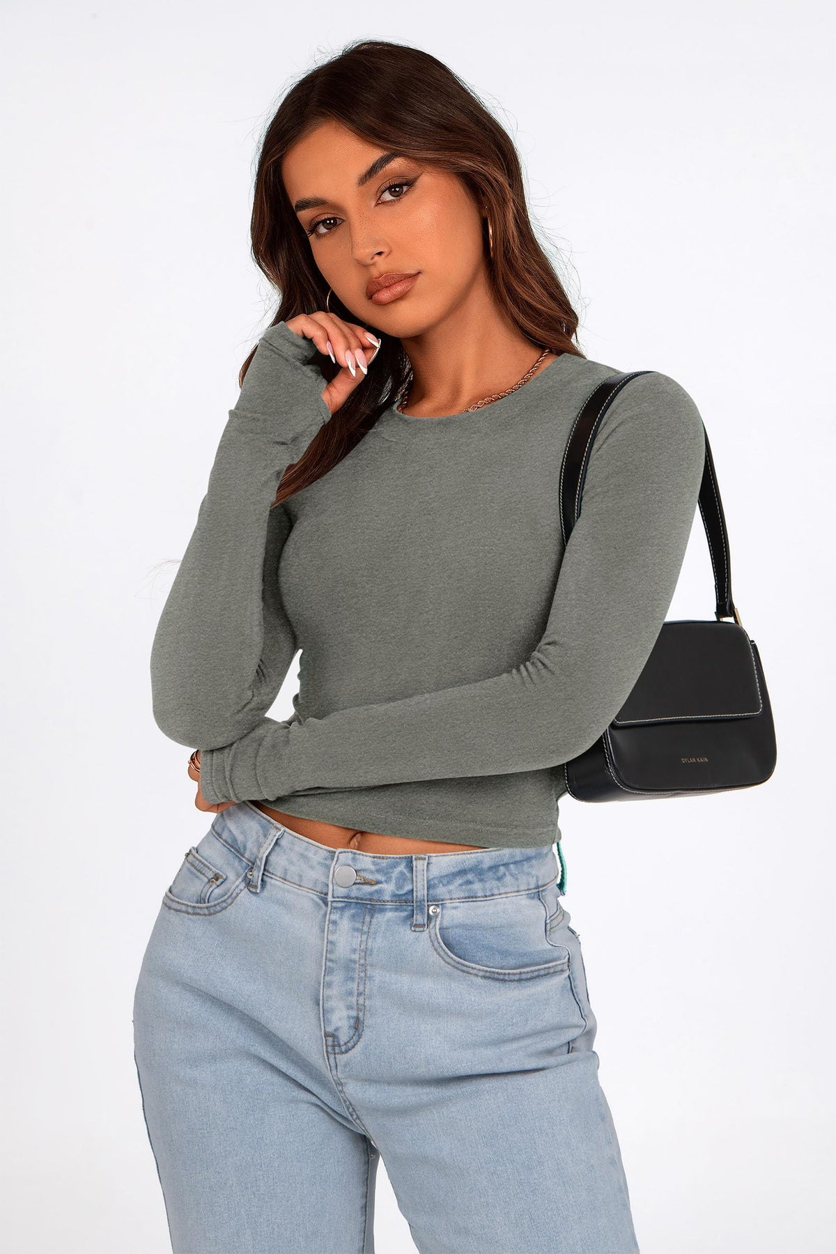 Long Sleeve Crop Tops Y2K Fashion Clothes Basic Slim Fit Tee Shirts Blouse