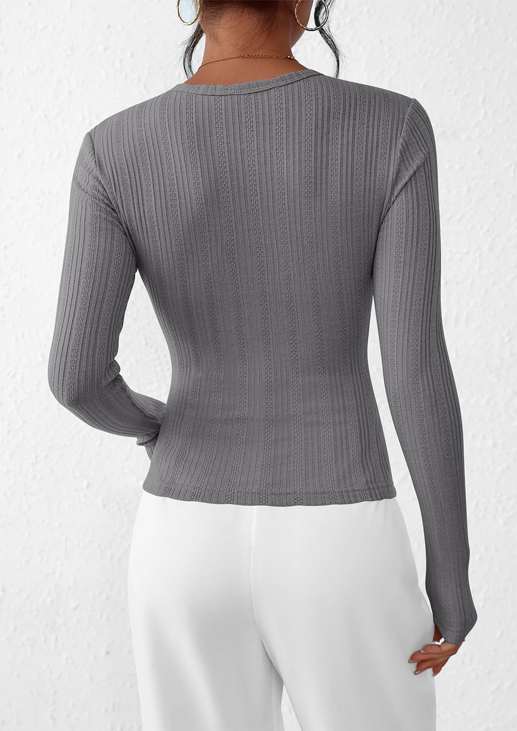 PRETTYGARDEN Crew Neck Long Sleeve Cute Going Out Tops for Women Casual Basic Slim Fit Womens Pullover Shirts PRETTYGARDEN