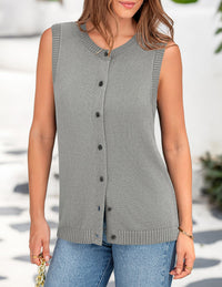 Sweater Vest Women Summer Tank Tops 2025 Sleeveless Button Down Trendy Clothes Business Casual Knit Outfits