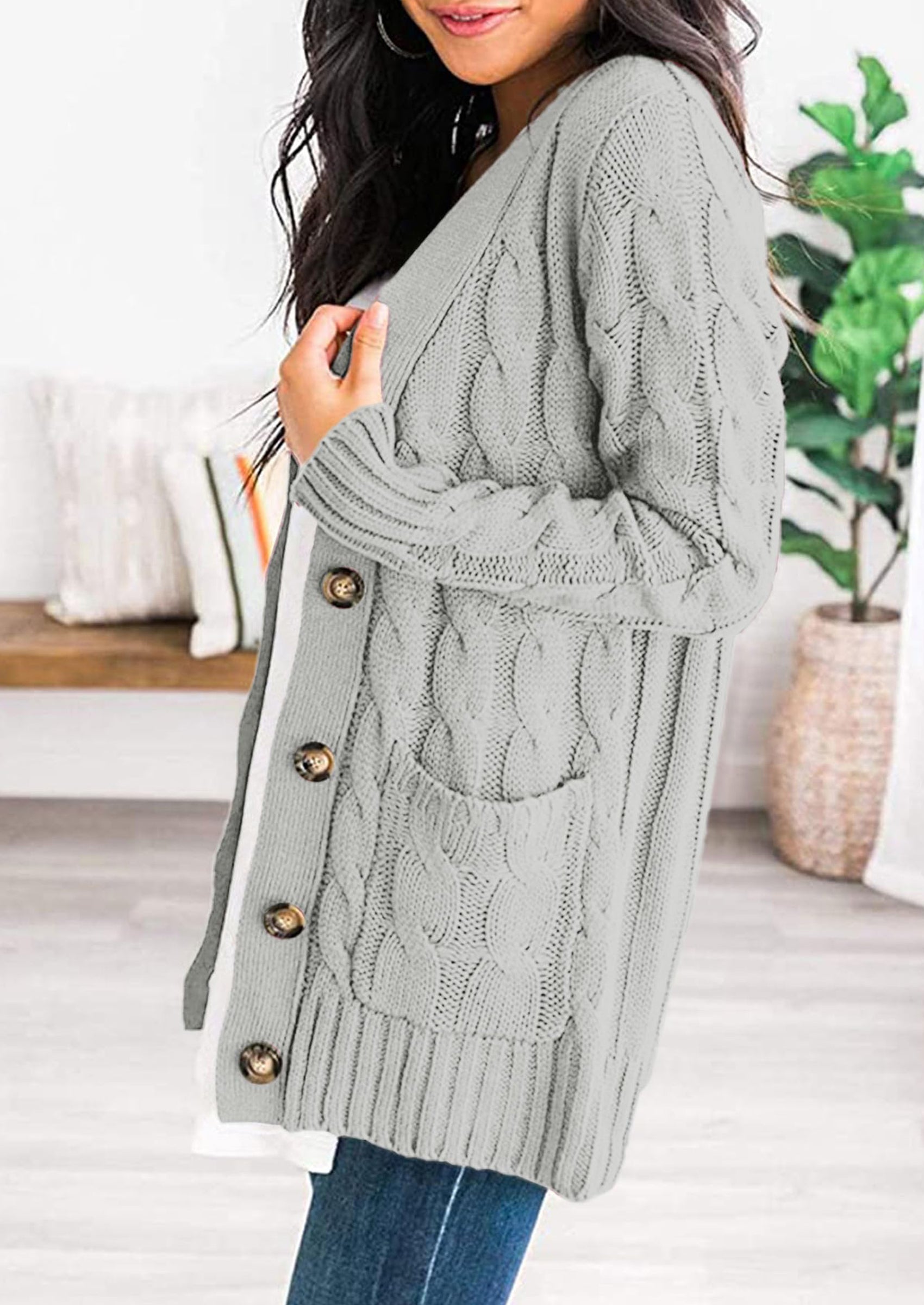 PRETTYGARDEN Women's Open Front Cardigan Sweaters Fall Fashion Button Down Cable Knit Chunky Winter Outerwear Coats