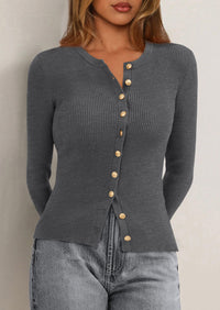 PRETTYGARDEN Womens Fall Cardigan Sweaters Lightweight Long Sleeve Button up Ribbed Knit Tops Winter Fashion Clothes