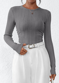 PRETTYGARDEN Crew Neck Long Sleeve Cute Going Out Tops for Women Casual Basic Slim Fit Womens Pullover Shirts PRETTYGARDEN