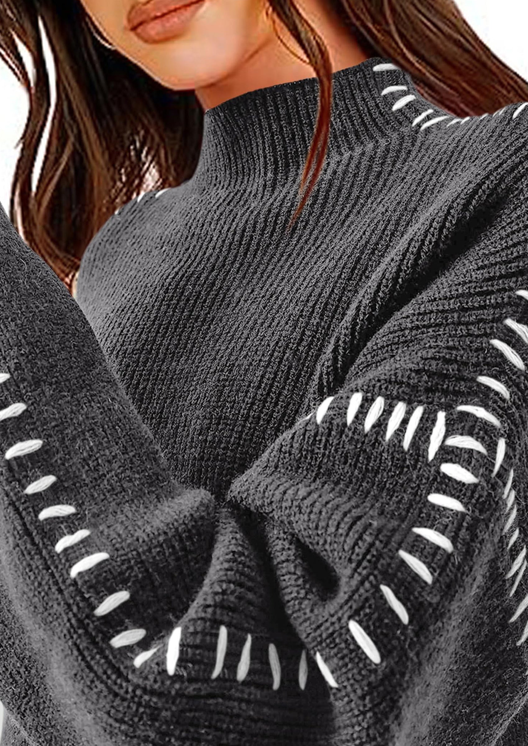 PRETTYGARDEN Women's Chunky Knit Sweaters Fall Long Sleeve Mock Neck Oversized Pullover Tops Winter Fashion Clothes