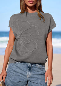 PRETTYGARDEN Women's Spring Sweater Vest Trendy Flower Knit Short Sleeve Cute Pullover Tank Tops Summer Fashion Clothing PRETTYGARDEN