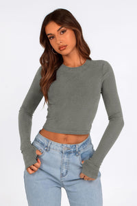 Long Sleeve Crop Tops Y2K Fashion Clothes Basic Slim Fit Tee Shirts Blouse