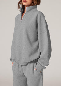 PRETTYGARDEN Womens Casual Two Piece Sets Fall Outfits Quarter Zip Sweatshirts Straight Leg Pants Sweatsuits Tracksuit