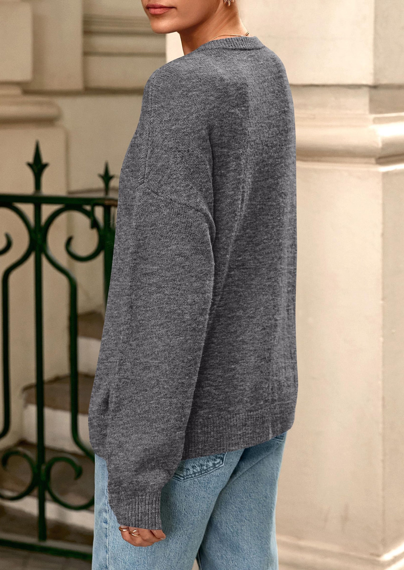 PRETTYGARDEN Fall Long Sleeve Cardigans for Women Trendy Open Front Winter Button Down Crewneck Soft Knit Sweater Jacket