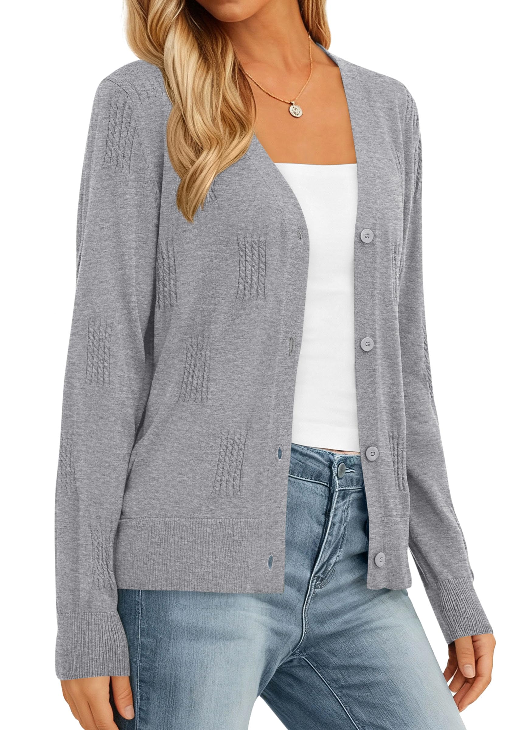 PRETTYGARDEN Women's Soft Winter Cardigan Sweaters Lightweight Knit Button Up Shrug Fall Sweater Tops PRETTYGARDEN