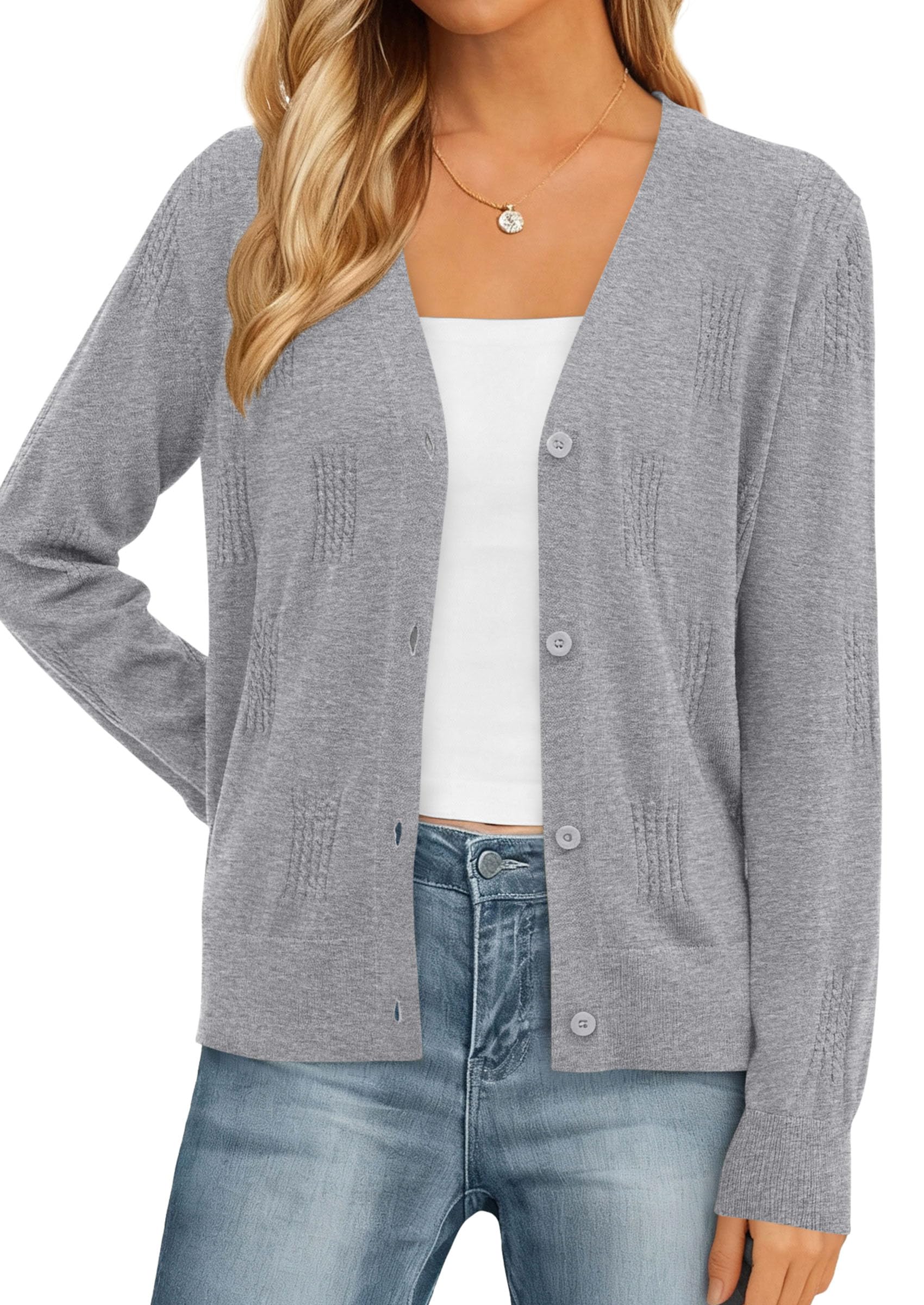 PRETTYGARDEN Women's Soft Winter Cardigan Sweaters Lightweight Knit Button Up Shrug Fall Sweater Tops PRETTYGARDEN