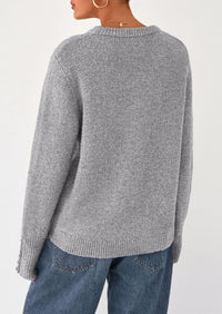 PRETTYGARDEN Womens Sweaters Fall Fashion Casual Crewneck Pullover Button Long Sleeve Cute Knit Tops Winter Clothes