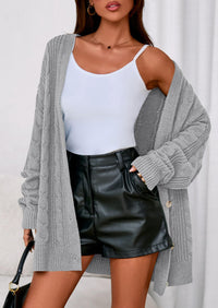 PRETTYGARDEN Women's Cable Knit Sweaters Fall Oversized Chunky Open Front Long Sleeve Cardigan Winter Coats