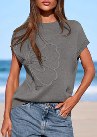 PRETTYGARDEN Women's Spring Sweater Vest Trendy Flower Knit Short Sleeve Cute Pullover Tank Tops Summer Fashion Clothing PRETTYGARDEN