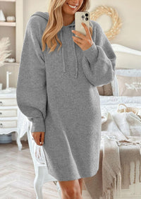 Womens Knit Pullover Sweaters 2024 Fall Fashion Clothes Long Sleeve Winter Hoodie Sweater Dress