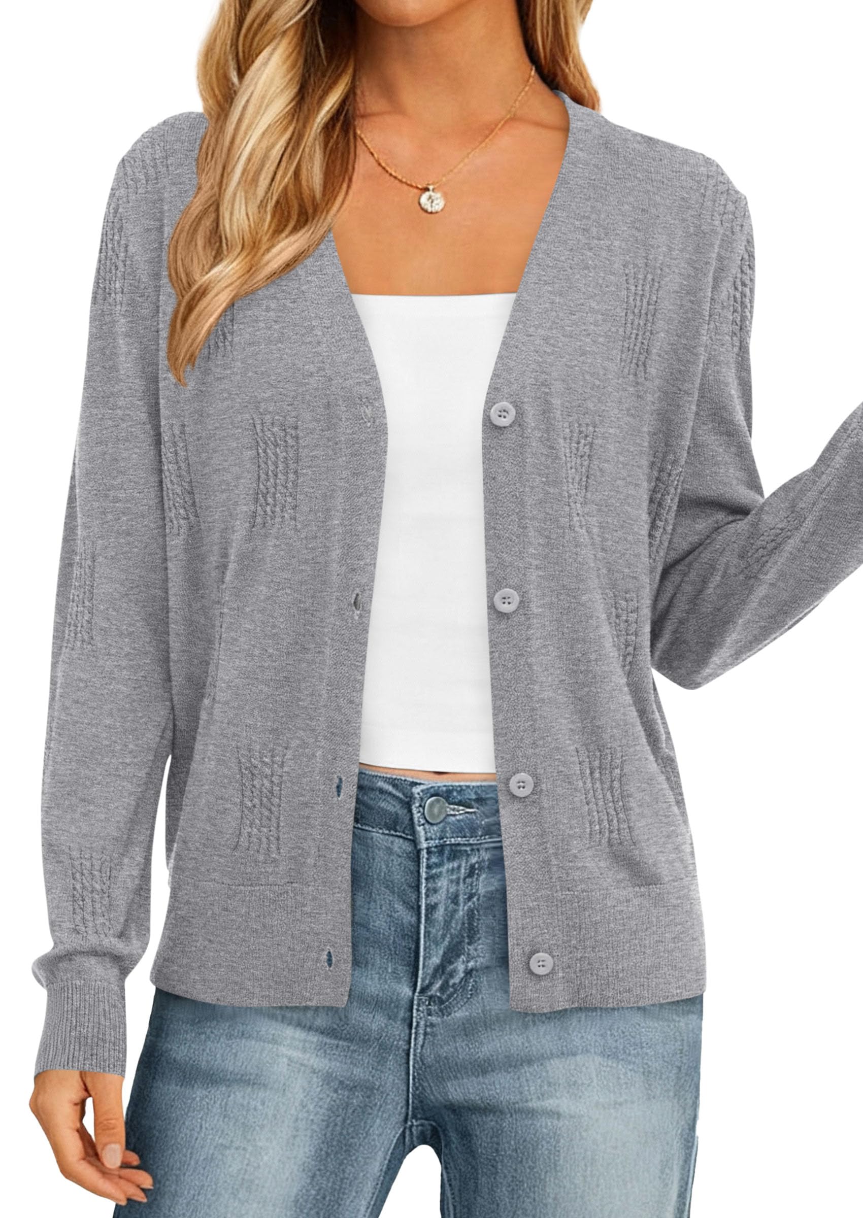 PRETTYGARDEN Women's Soft Winter Cardigan Sweaters Lightweight Knit Button Up Shrug Fall Sweater Tops PRETTYGARDEN