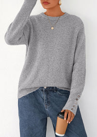 PRETTYGARDEN Womens Sweaters Fall Fashion Casual Crewneck Pullover Button Long Sleeve Cute Knit Tops Winter Clothes