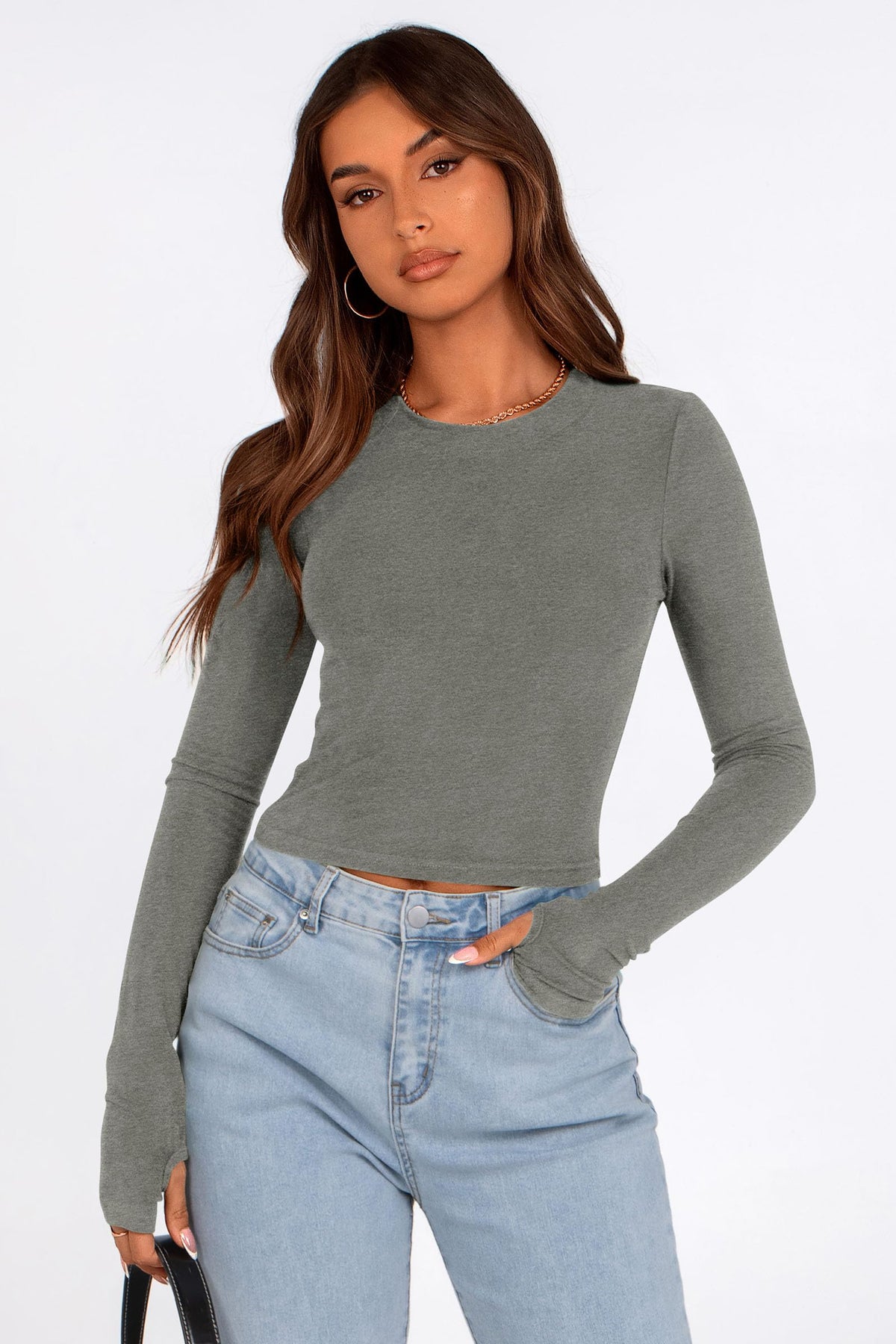 Long Sleeve Crop Tops Y2K Fashion Clothes Basic Slim Fit Tee Shirts Blouse