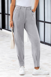 Summer High Waisted Ankle Length Trouser Slacks With Pockets