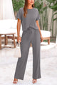 Short Sleeve T Shirt Wide Leg Pants Tracksuit