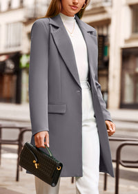 PRETTYGARDEN Women's Spring Fall Long Blazer Jackets Long Sleeve Lapel Pockets Loose Fit Work Casual Blazers Outerwear