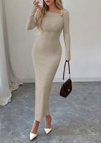 PRETTYGARDEN Womens Fall Long Sleeve Ribbed Sweater Dress | Breathable Knit Fabric, Elegant Bodycon Cut, Fashion Asymmetrical Neck, Night Out Party Dresses, 2026 Trendy Winter Clothes  Price, product page
