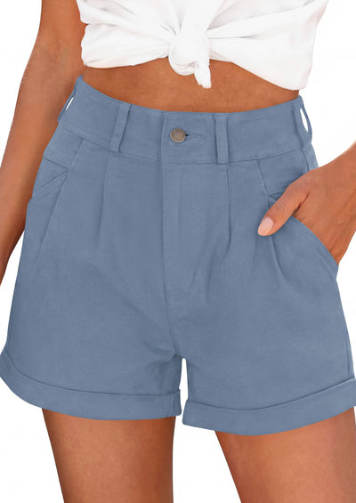 PRETTYGARDEN Womens Shorts Dressy Casual High Waisted Pleated Beach Vacation Tailored Summer Shorts with Pockets