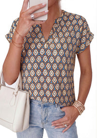 PRETTYGARDEN Womens Floral Print Short Sleeve Summer Tops Trendy V Neck Loose Boho Shirts Casual Work Blouses PRETTYGARDEN