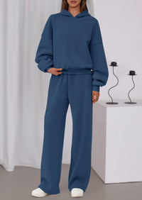 PRETTYGARDEN Womens Sweatsuits 2 Piece Set Casual Winter Long Sleeve Hoodie Loose Wide Leg Sweatpants Fall Tracksuit