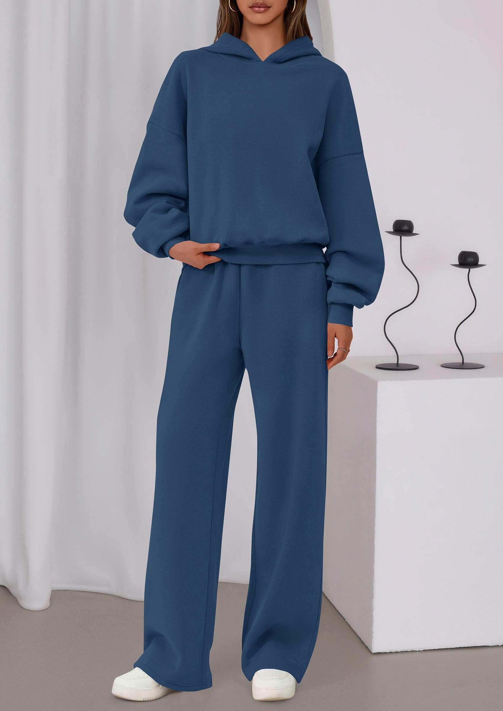 PRETTYGARDEN Womens Sweatsuits 2 Piece Set Casual Winter Long Sleeve Hoodie Loose Wide Leg Sweatpants Fall Tracksuit