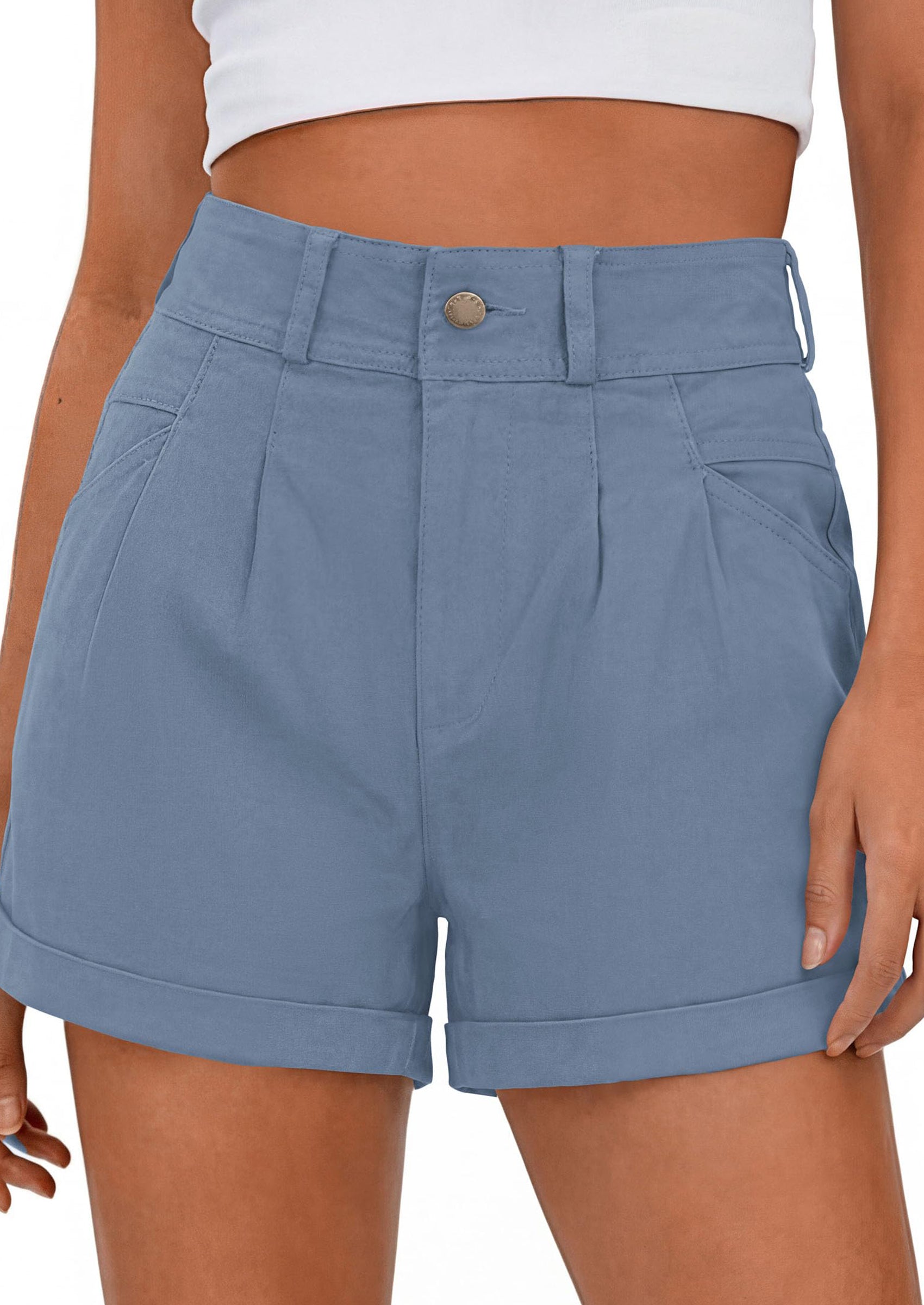 PRETTYGARDEN Womens Shorts Dressy Casual High Waisted Pleated Beach Vacation Tailored Summer Shorts with Pockets