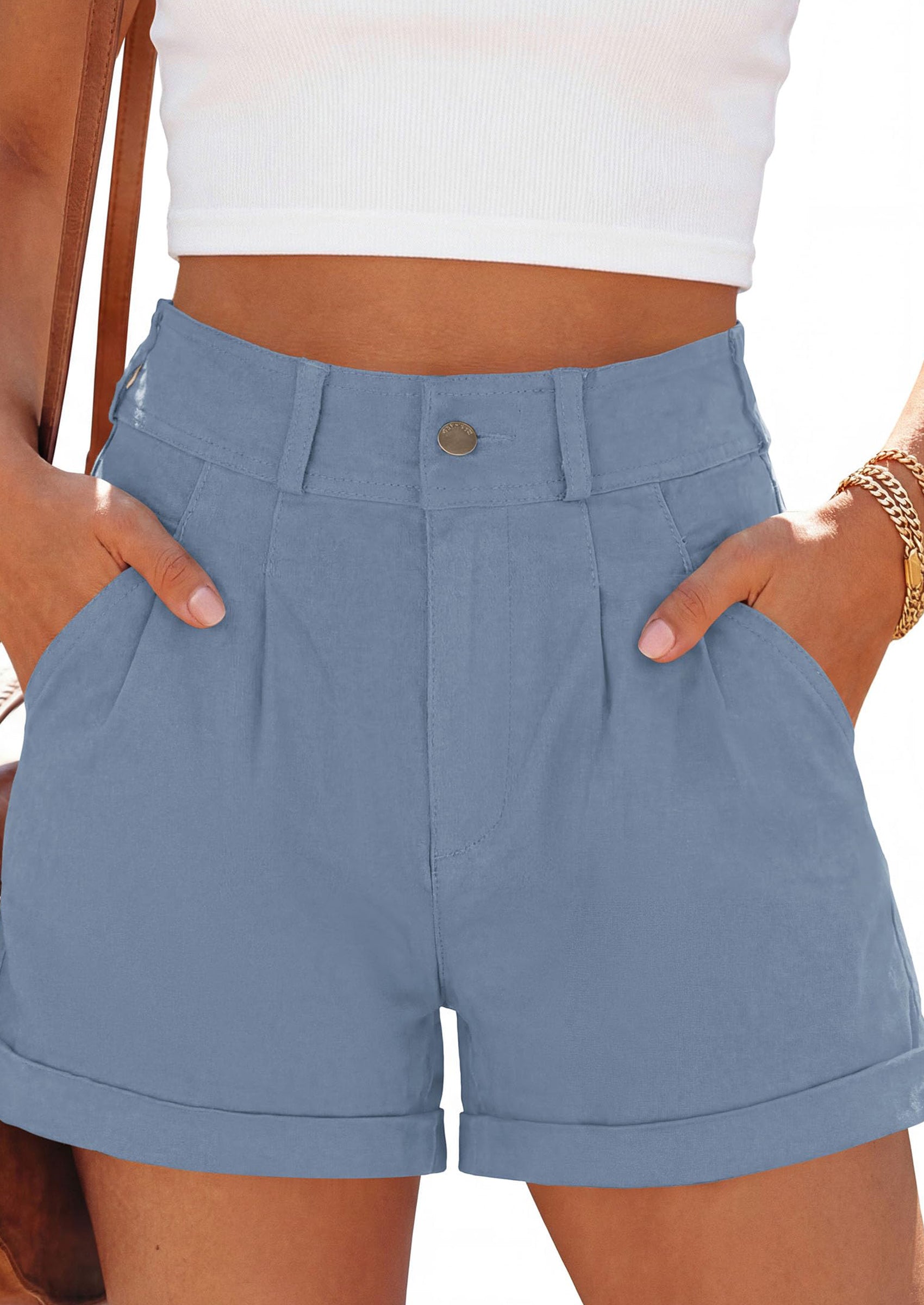 PRETTYGARDEN Womens Shorts Dressy Casual High Waisted Pleated Beach Vacation Tailored Summer Shorts with Pockets