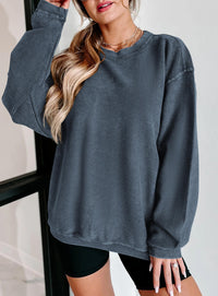 Women's Fall Oversized Sweatshirt Ribbed Corduroy Crewneck Long Sleeve Loose Fit Casual Going Out Pullover Tops