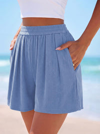 PRETTYGARDEN Flowy Summer Shorts for Women High Waisted Wide Leg Knitted Wide Leg Soft Pajama Shorts Women Vacation Outfits PRETTYGARDEN