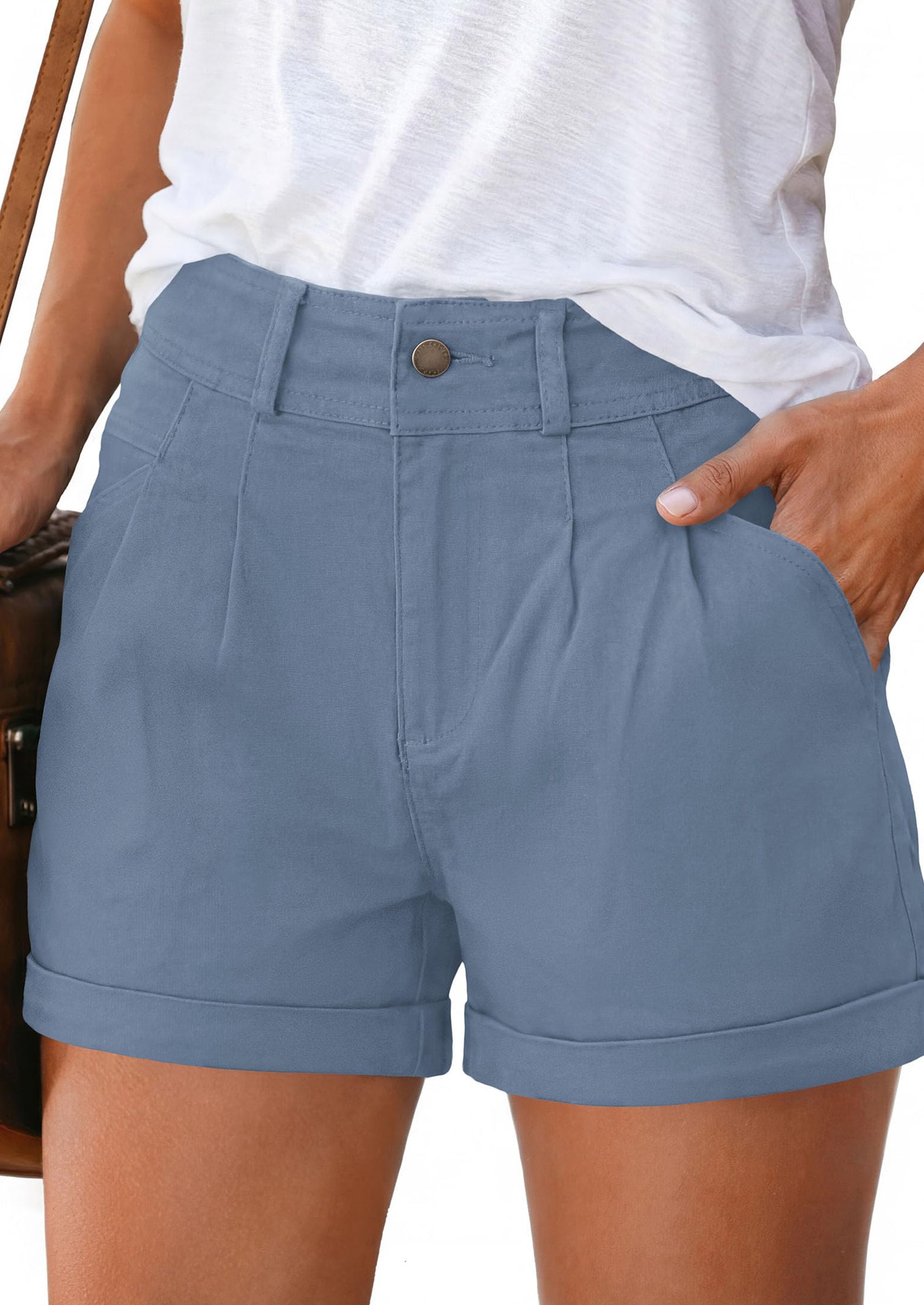 PRETTYGARDEN Womens Shorts Dressy Casual High Waisted Pleated Beach Vacation Tailored Summer Shorts with Pockets