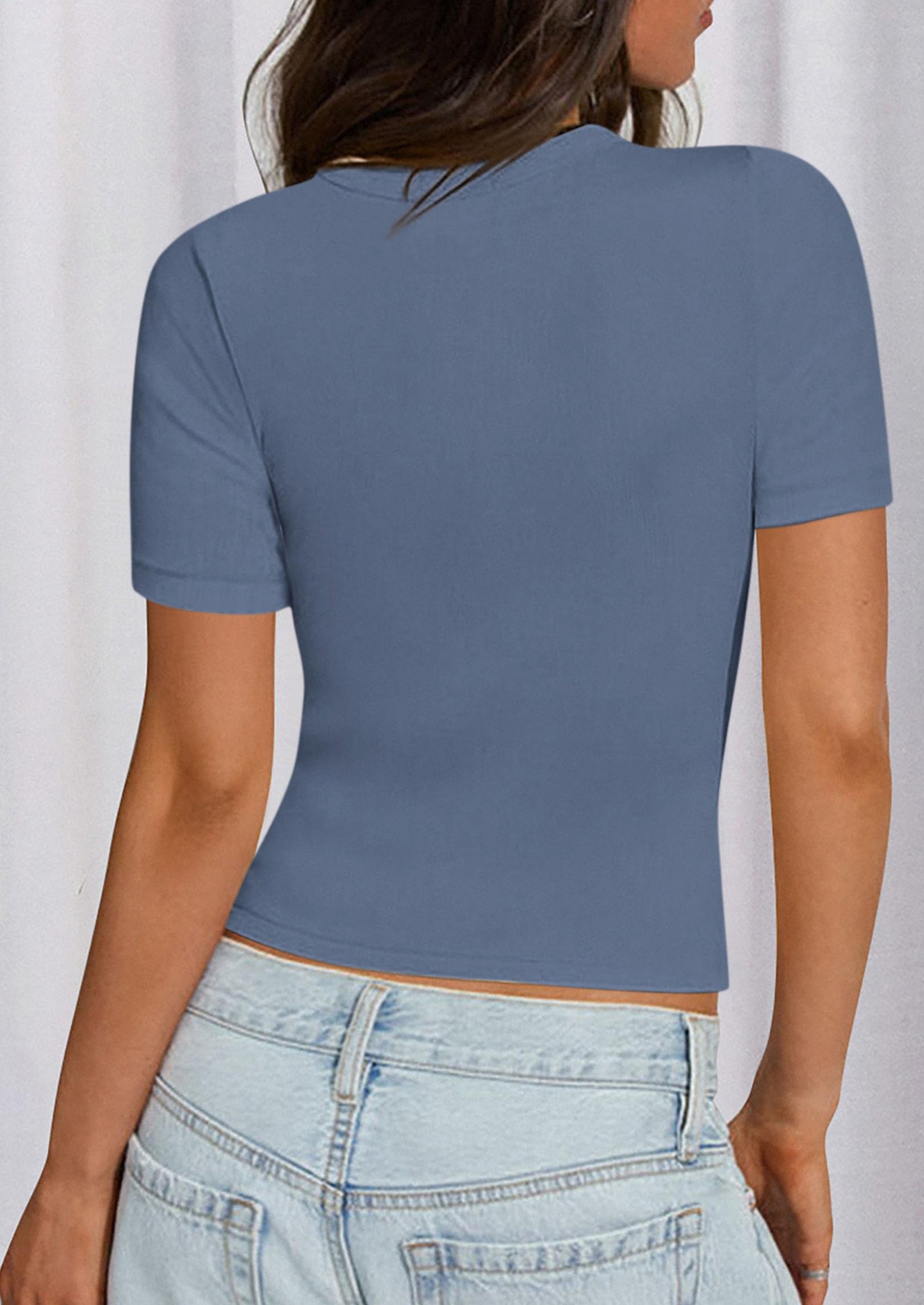 PRETTYGARDEN Women Summer Crew Neck Short Sleeve Tops Ribbed Knit Slim Fit Fashion Basic Tee Shirts Casual Going Out Top PRETTYGARDEN