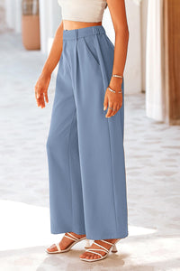 Causal Wide Leg Pants High Elastic Waisted Long Work Office Suit Pants