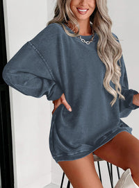 Women's Fall Oversized Sweatshirt Ribbed Corduroy Crewneck Long Sleeve Loose Fit Casual Going Out Pullover Tops