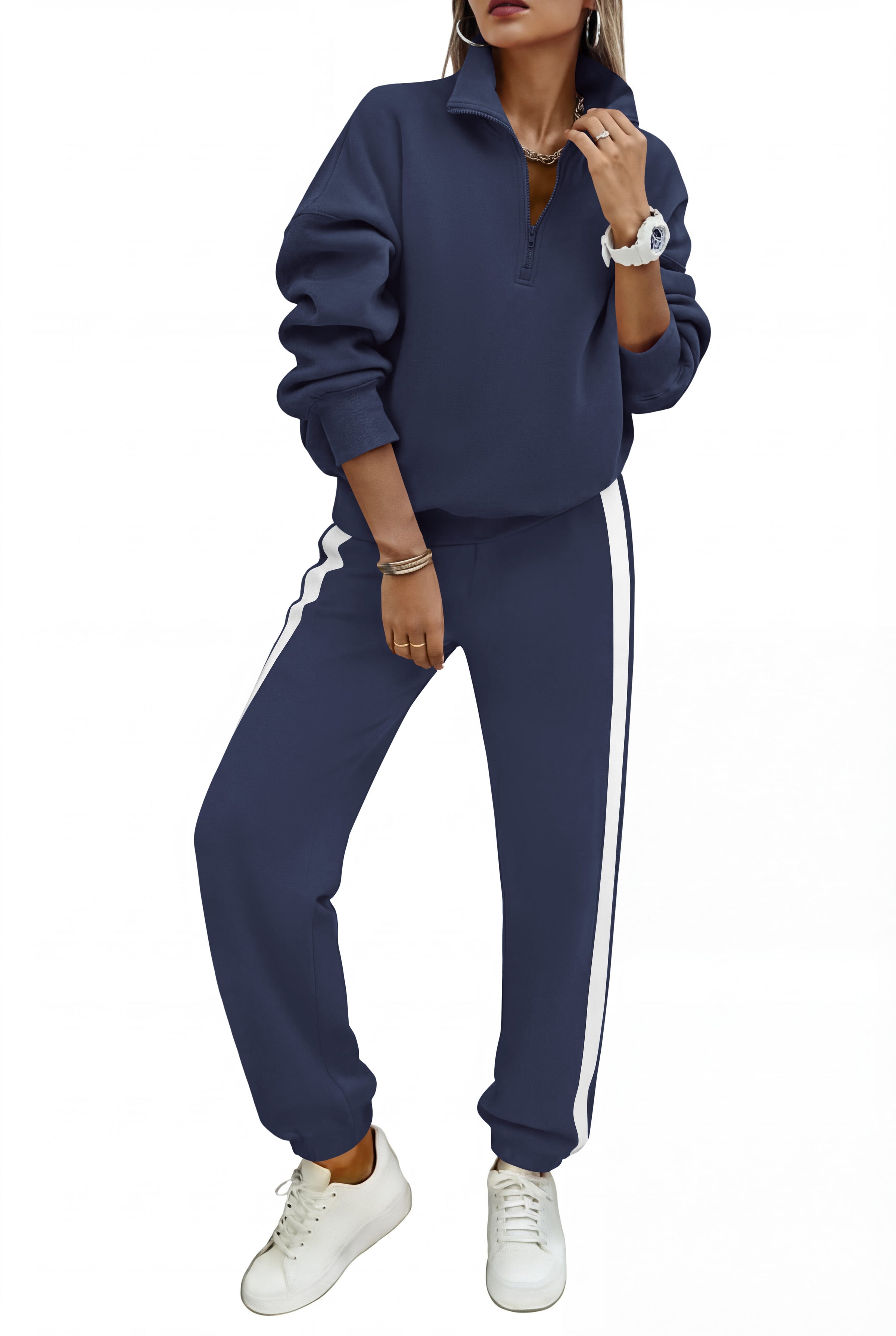 PRETTYGARDEN Womens Sweatsuits 2 Piece Outfits Fall Half Zip Sweatshirts Jogger Tracksuit Set Lounge Travel Matching Clothes